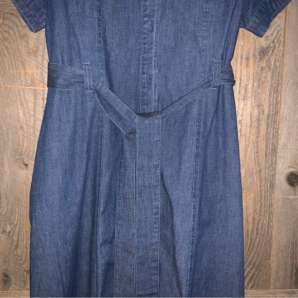 Women’s 16 BROOKE SHIELDS Denim Dress Full Button Belted Pockets Collared EXC - Picture 3 of 16